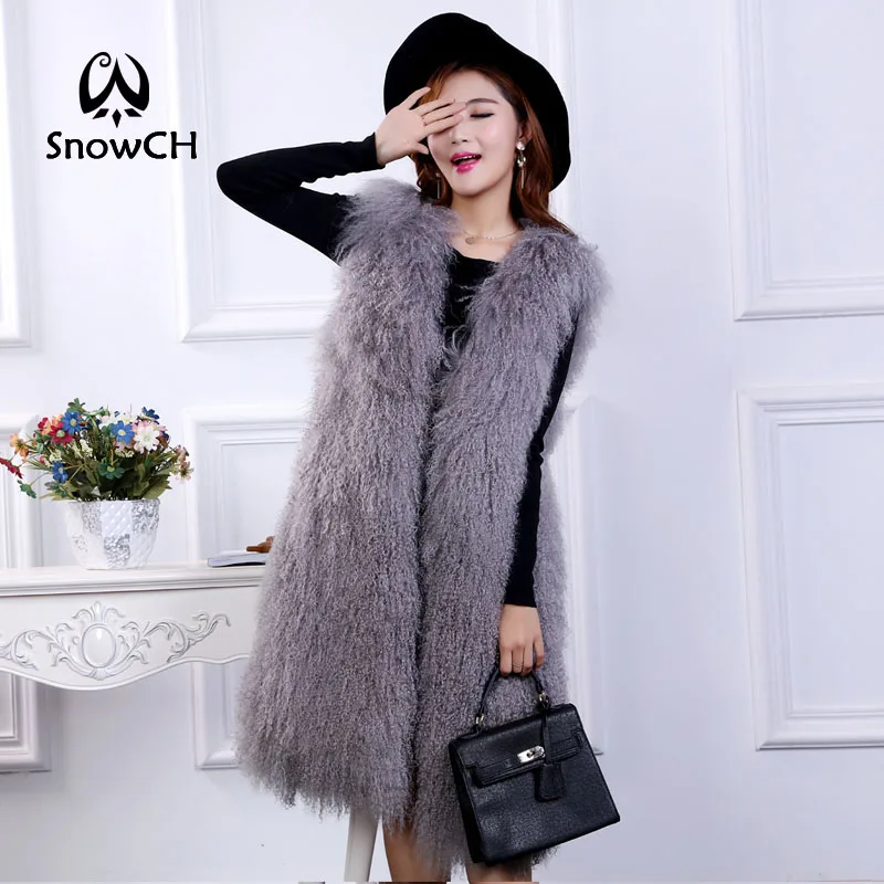 2018 New Genuine Mongolia Sheep Fur Vest Women full pelt Sheep Fur