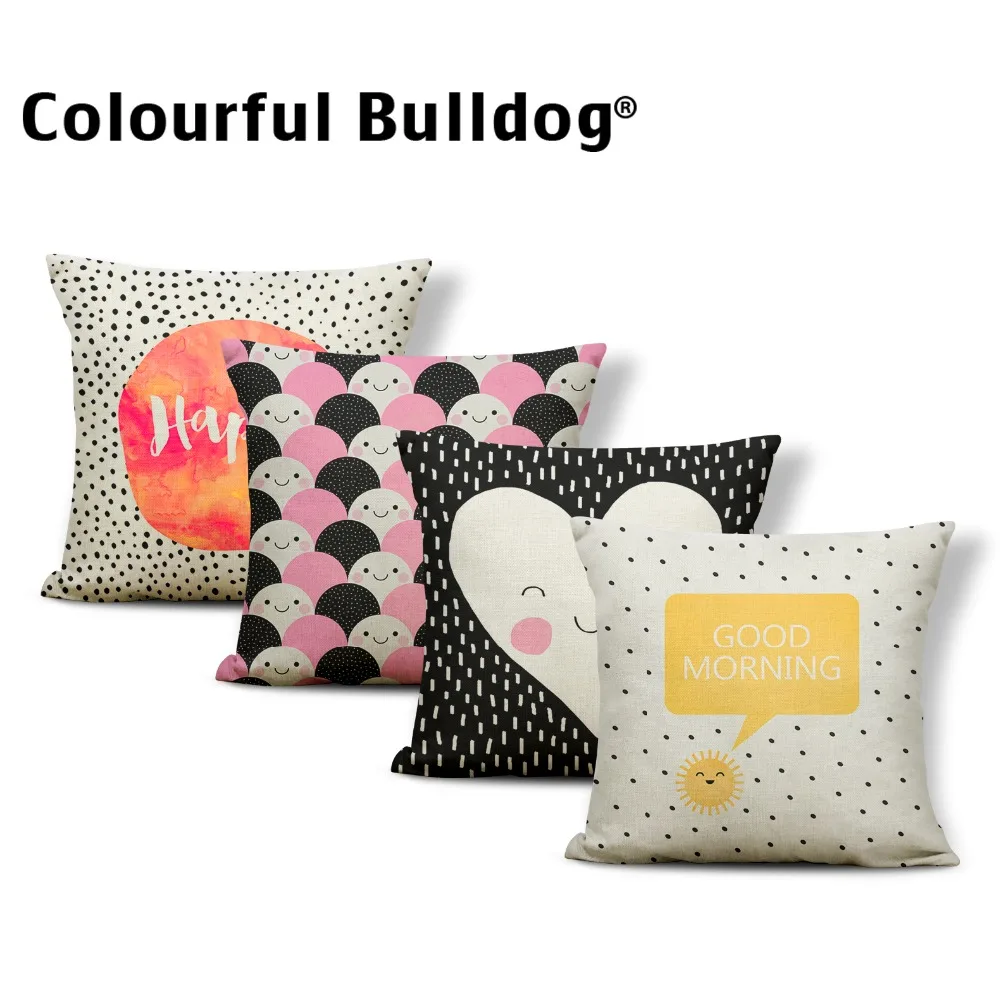 Word Love Sentence Cushion Sun Pillow Case Polka Point Tropical Style