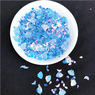 Light Blue Color 10 г/упак. смесь блестящих блесток Звезда Сердце в форме раковины ПВХ свободные блестки пайетки дизайн ногтей кристалл почвы ремесло, свадебные конфетти - Цвет: Light Blue Color