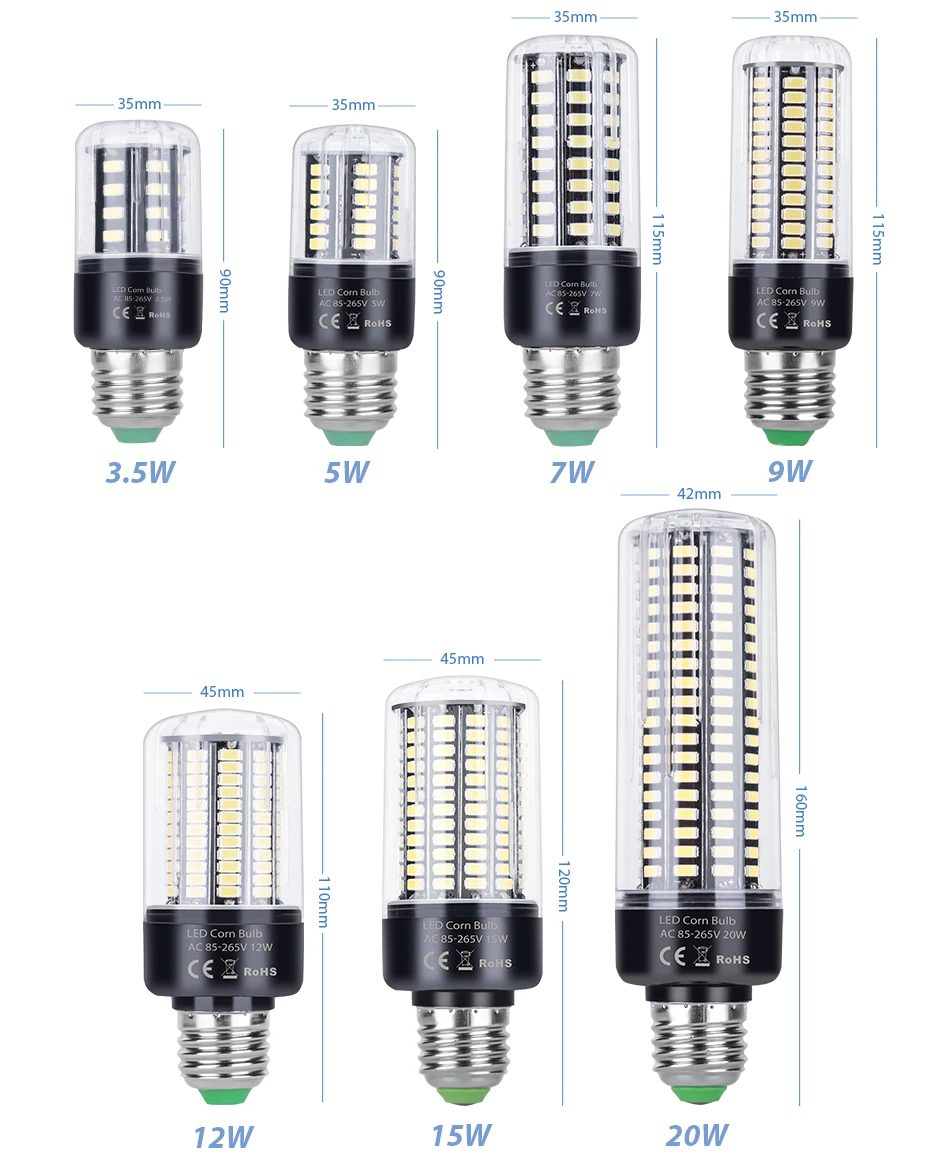 Led E14 кукурузная лампа E27 светодиодная лампа 220 В SMD 5736 умный IC светильник лампа в форме свечи 110 В лампада светодиодная 3,5 Вт 5 Вт 7 Вт 9 Вт 12 Вт 15 Вт 20 Вт без мерцания