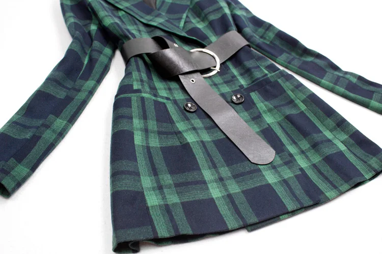 Брюки костюм для женщин Подиум мода уличная Вечеринка куртка брюки Униформа формальный офис работа зеленый плед Женский комплект