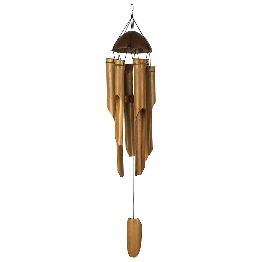 Bamboo wind chimes big bell tube coconut wood handmade indoor and outdoor wall hanging wind chime decorations