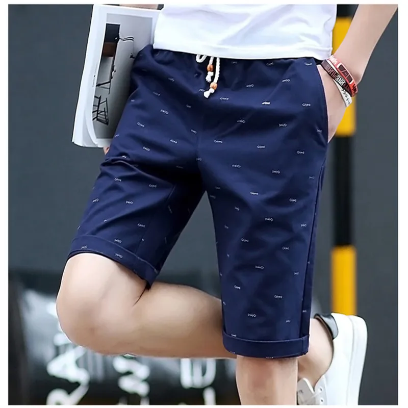 Мужские шорты с принтом, хлопковые повседневные шорты, летние пляжные шорты, Новое поступление, эластичная резинка на талии, с индивидуальным принтом, высокое качество