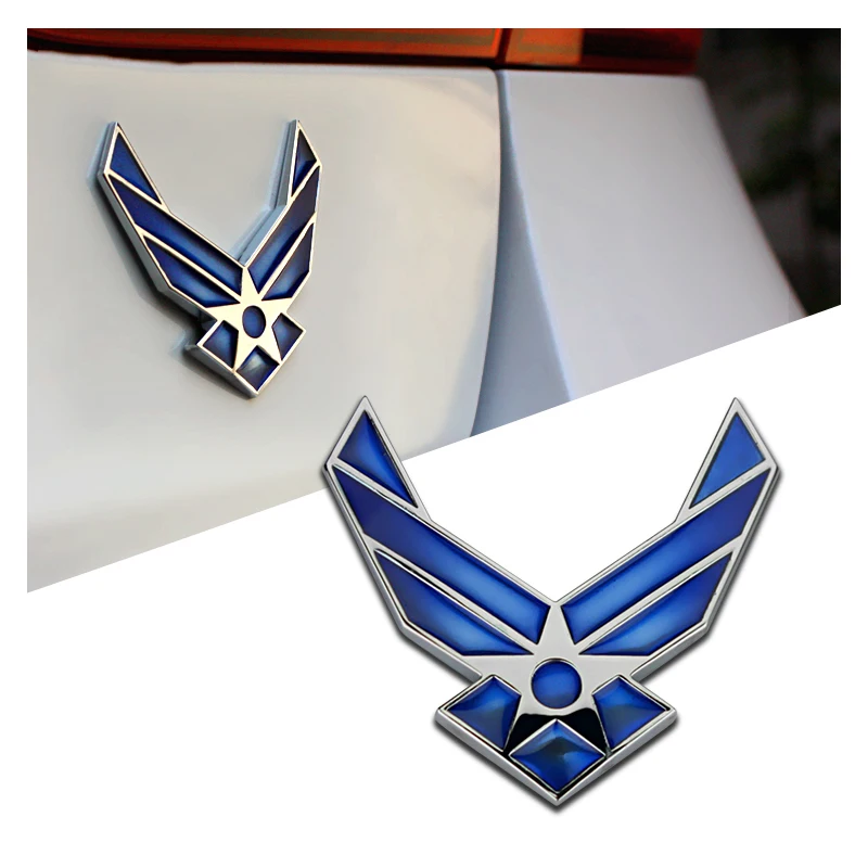 3D USAF Chrome Metal Emblem Arm Badge Auto Decor Refitting Car Sticker Styling