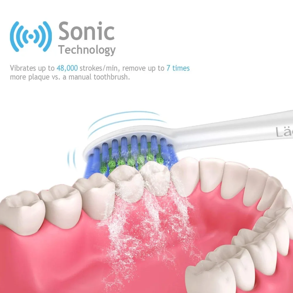 Электрическая ультразвуковая зубная щетка с 4 головками кистей и таймером 3 режима 3 уровня вибрации для ухода за полостью рта с сумкой для путешествий