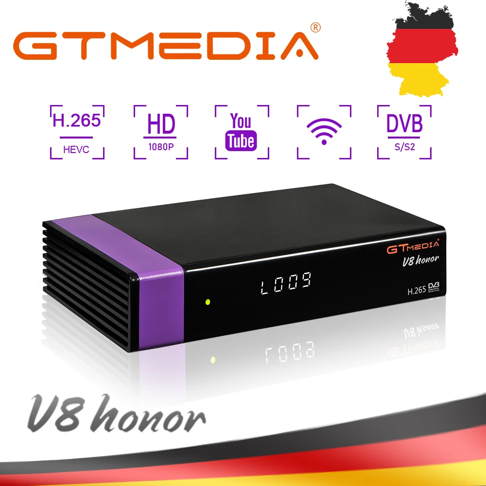 

GTMedia V8 Honor 1080P DVB-S2 Satellite Receiver 1 Year Europe Cccam 7 line Same Freesat V9 Super Upgrade From Freesat V8 Super