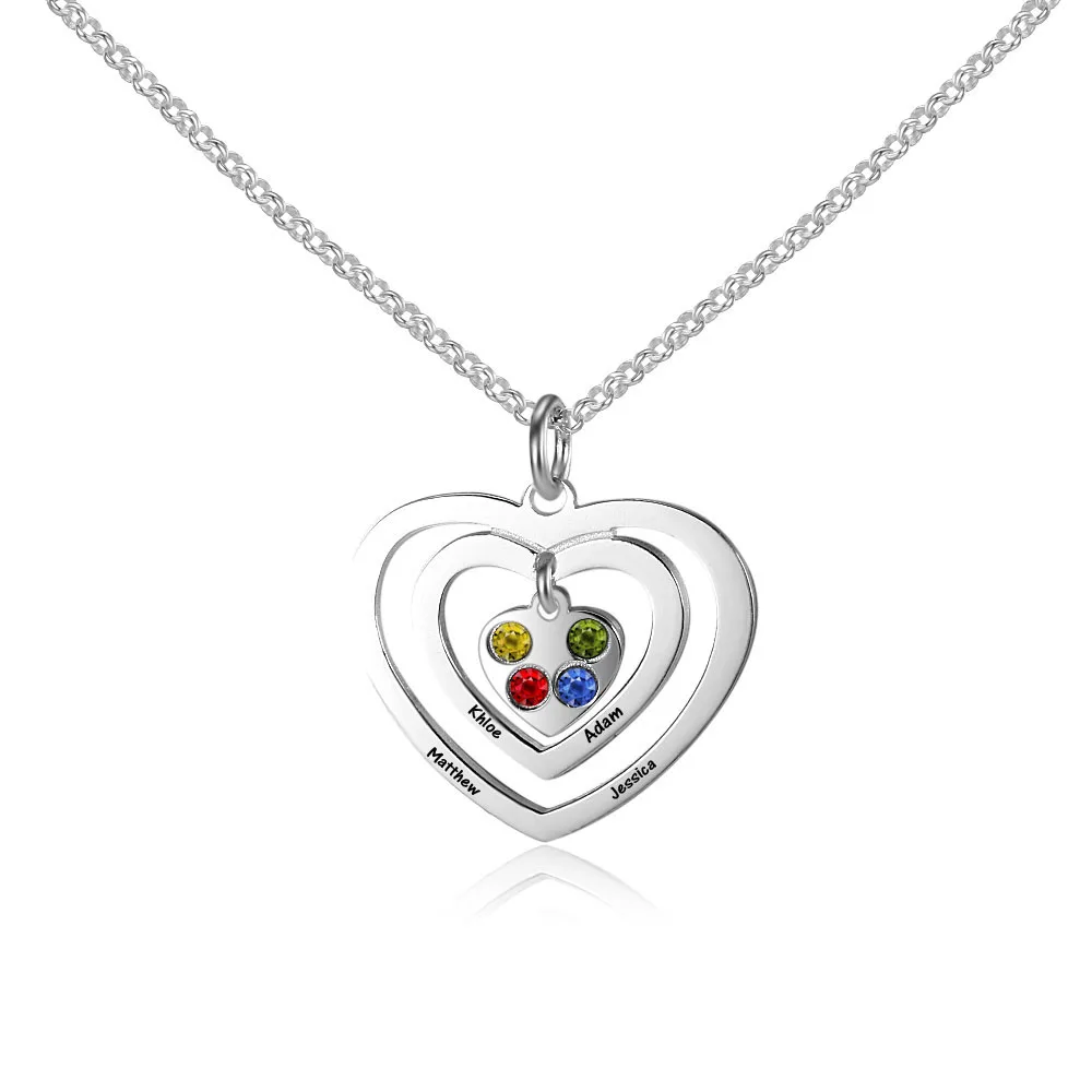 Customized Women 925 Sterling Silver Birthstone Heart Necklaces Pendants Jewelry Personalized Birthday Gift For Her (NE101614) Customized Women 925 Sterling Silver Birthstone Heart Necklaces Pendants Jewelry Personalized Birthday Gift For Her (NE101614)