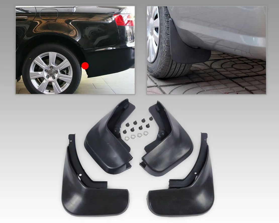 

DWCX 4pcs Mud Flaps Flap Splash Guards Mudguard Including Screws for Audi A6L A6 C6 Sedan 2006 2007 2008 2009 2010 2011 2012+