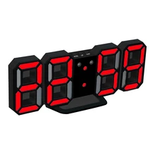 Clock LED Rectangular 3D Digital Clock Table Alarm Watch 24 or 12 Hour Display Home Wall Decoration