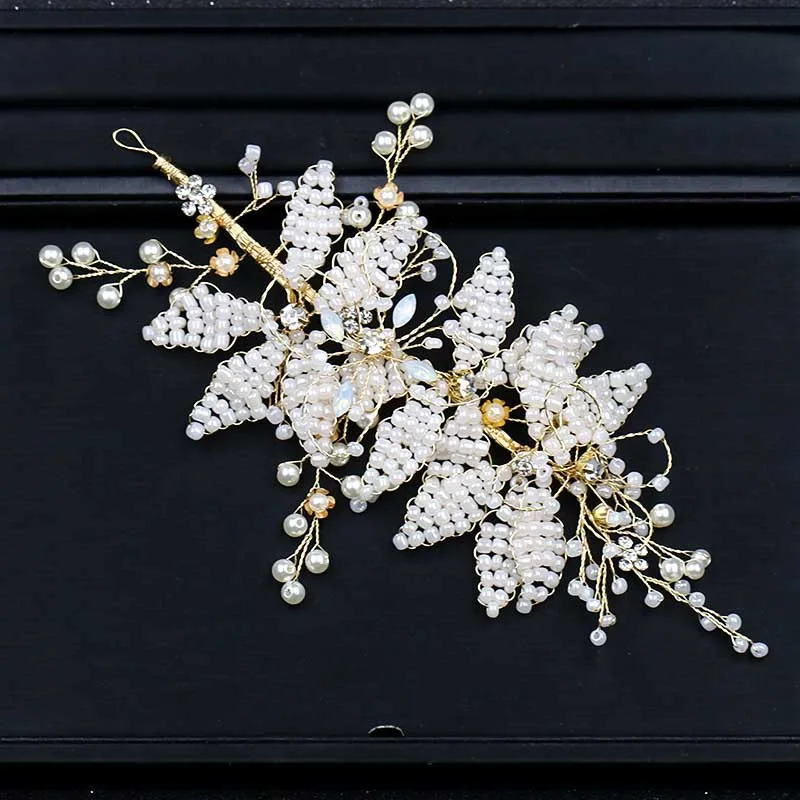 

coroa de noiva Bride Hair Accessories Faux Pearl Crystal Wreath Headband Noiva Tiaras Crown Wedding Bride Hair Jewelry Hairband