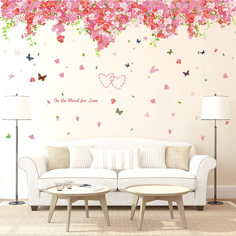Extra Large beautiful sakura wall stickers living bedroom decorations