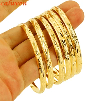 6MM Dubai Bracciale in oro Colore oro Africano Medio Oriente Braccialetti Braccialetti Gioielli etiopi 6 pz/lotto Gioielli per donna Uomo 1