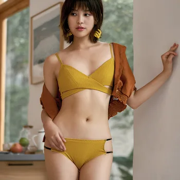 

SP&CITY Summer Front Chest Cross Seamless Bra Set Sexy Solid Bralette Wire Free Push Up Bras Women Lingerie Set Soft Underwear