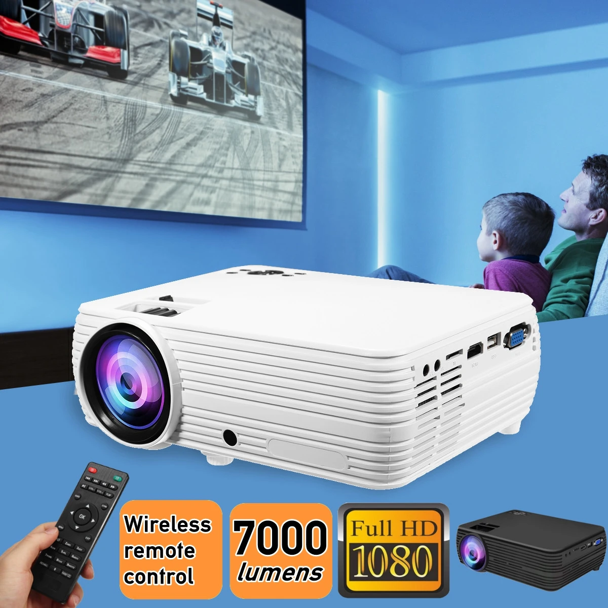 X5 Projector Home Cinema Theater Movie LED Proyector HD Projectors USB VGA HDMI AV TF Support 1080P 7000 Lumens X5 Projector Home Cinema Theater Movie LED Proyector HD Projectors USB VGA HDMI AV TF Support 1080P 7000 Lumens