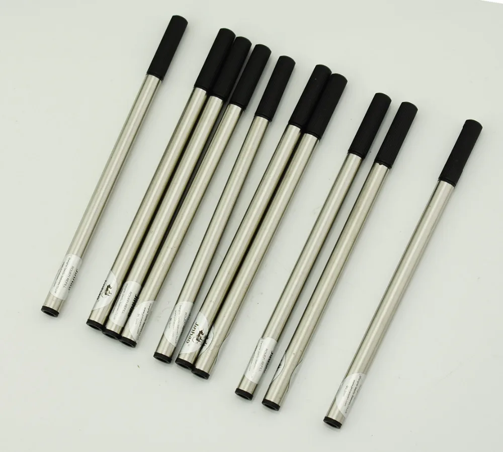 Jinhao 롤러 볼 펜용 Jinhao 롤러 볼 펜 잉크 리필 10개, 푸시 유형 0.5mm - 검정색