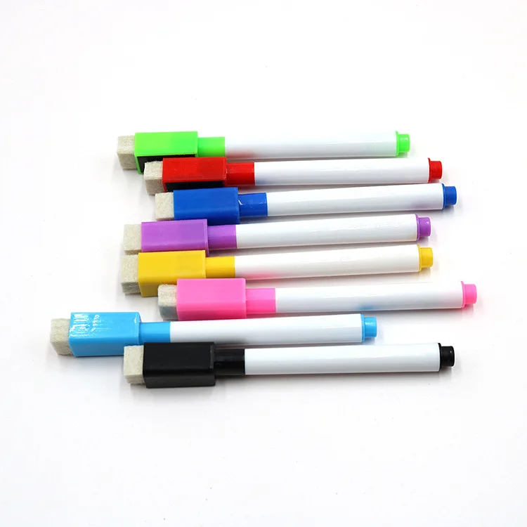 

Children small pole 8 color whiteboard pen with brush whiteboard pen wholesale whiteboard accessories