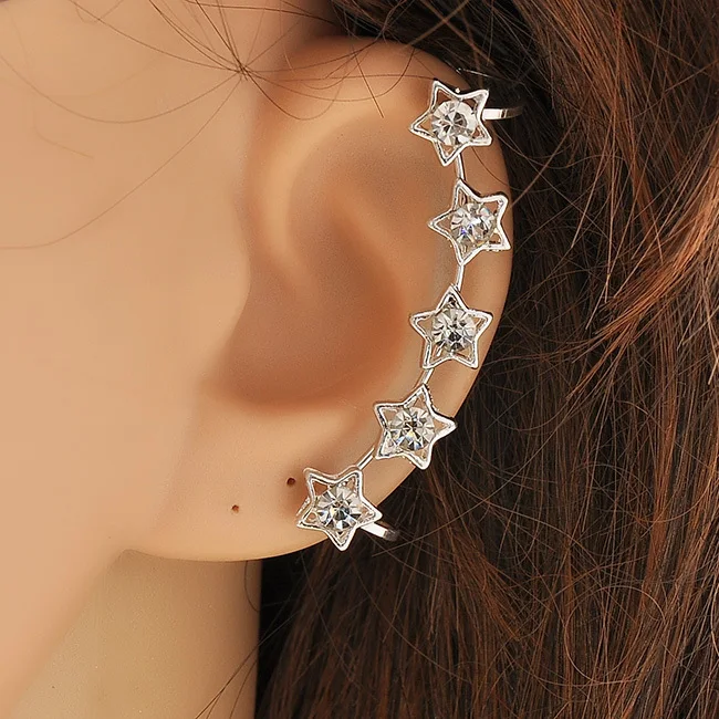 Nice Five Star Crystal Flower Gold Silver Ear Cuff Earring Wrap Clip Nice Five Star Crystal Flower Gold Silver Ear Cuff Earring Wrap Clip On Er772 In Earrings From Jewelry Accessories Aliexpress Alibaba Group