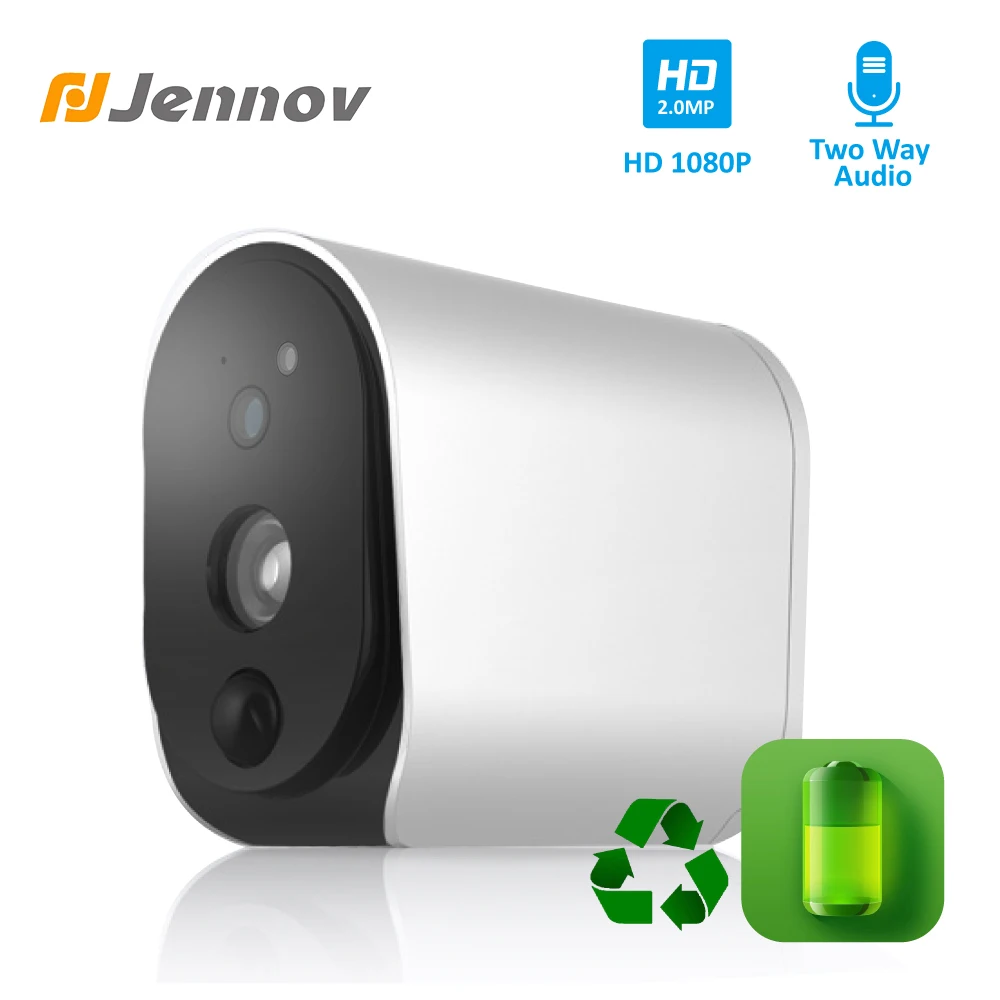 

Jennov Two Way Audio Home Security Battery Power 1080P Wireless IP Camera WiFi 2MP HD Video Surveillance Camera Night View CCTV