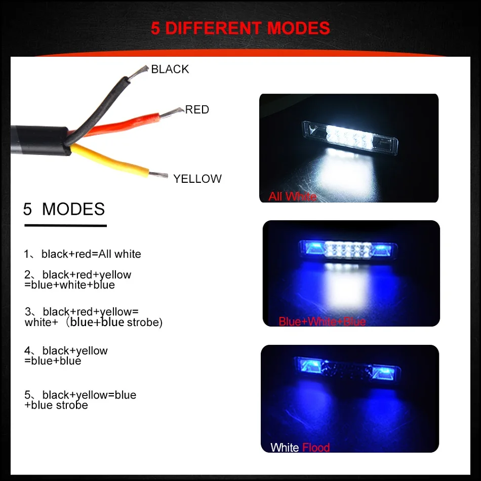 RACBOX три в одном 6 дюймов 18 Вт белый янтарь Синий Красный туман Предупреждение вспышка стробоскоп светодиодный рабочий светильник для автомобиля Грузовик Мотоцикл 12 В 24 В