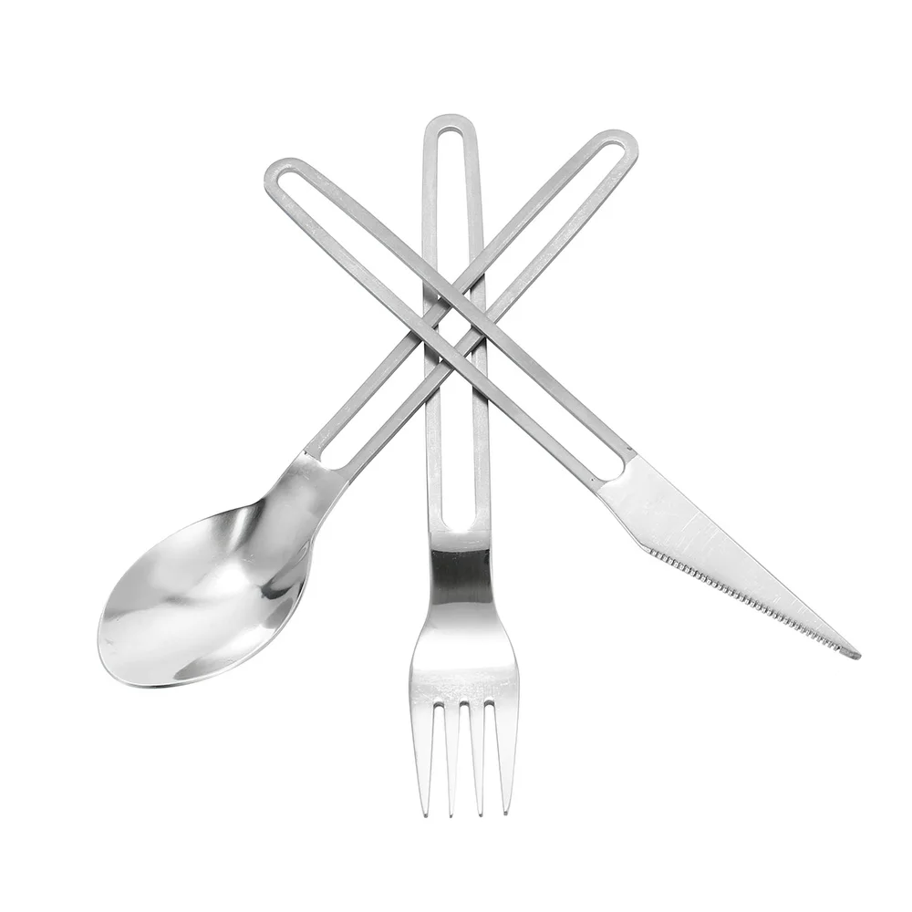 

3PCS Titanium Flatware Kit Fork Spoon Cutter Set Dinnerware Set Cutlery Tableware for Home Kitchen Camping Picnic Hiking Travel