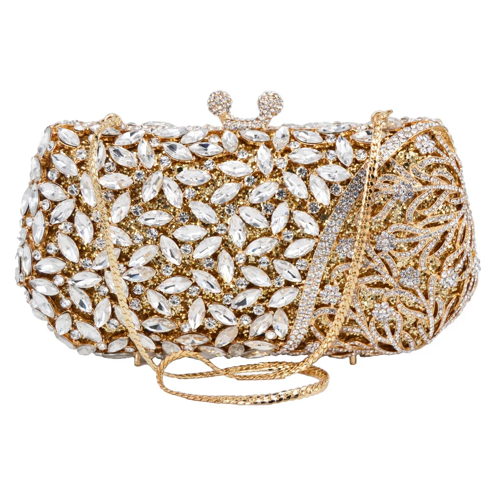 Golden Crystal rhinestone Evening Bags Women Party Wedding Purse ...