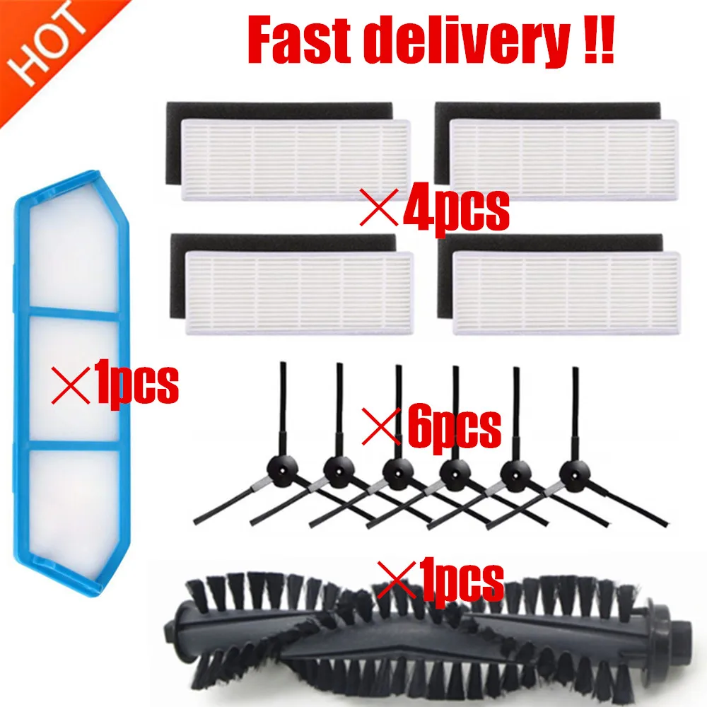 

12pcs/lot Vacuum Cleaner accessories Replacement Kit for chuwi ilife A4s A40 Main brush filter side brushes