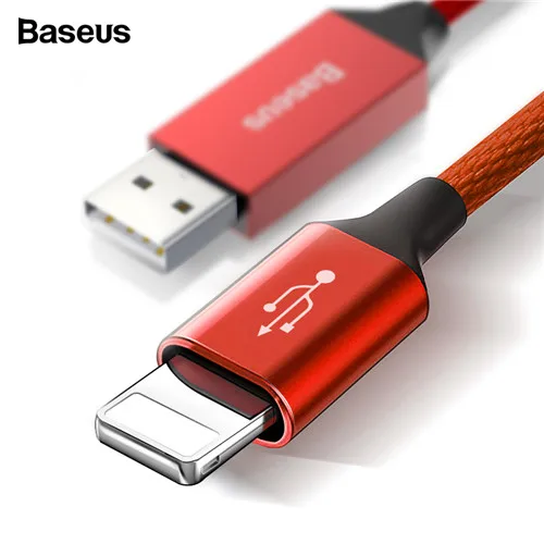 Baseus нейлон 5 м USB кабель для iPhone 7 7 S Plus 2A Быстрая зарядка кабель Реверсивный для Apple iPhone зарядное устройство X 8 плюс USB кабель - Цвет: Красный