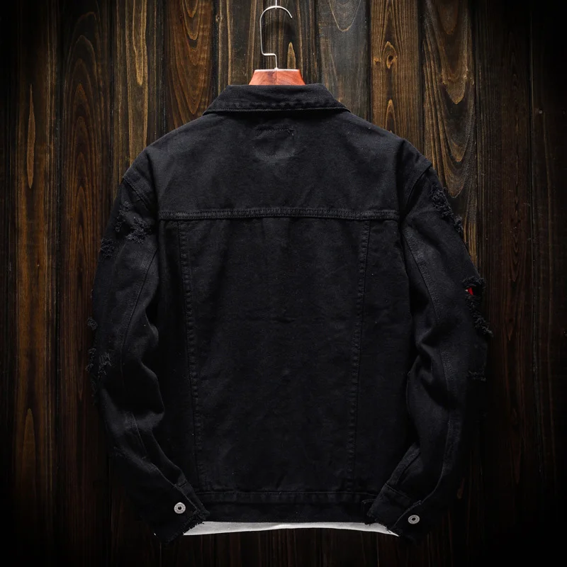 2018 Autumn Fashion Men Jacket White Black Red Color Destroyed Ripped Biker Denim Jacket Men Streetwear Bomber Jacket Homme 2018 Autumn Fashion Men Jacket White Black Red Color Destroyed Ripped Biker Denim Jacket Men Streetwear Bomber Jacket Homme