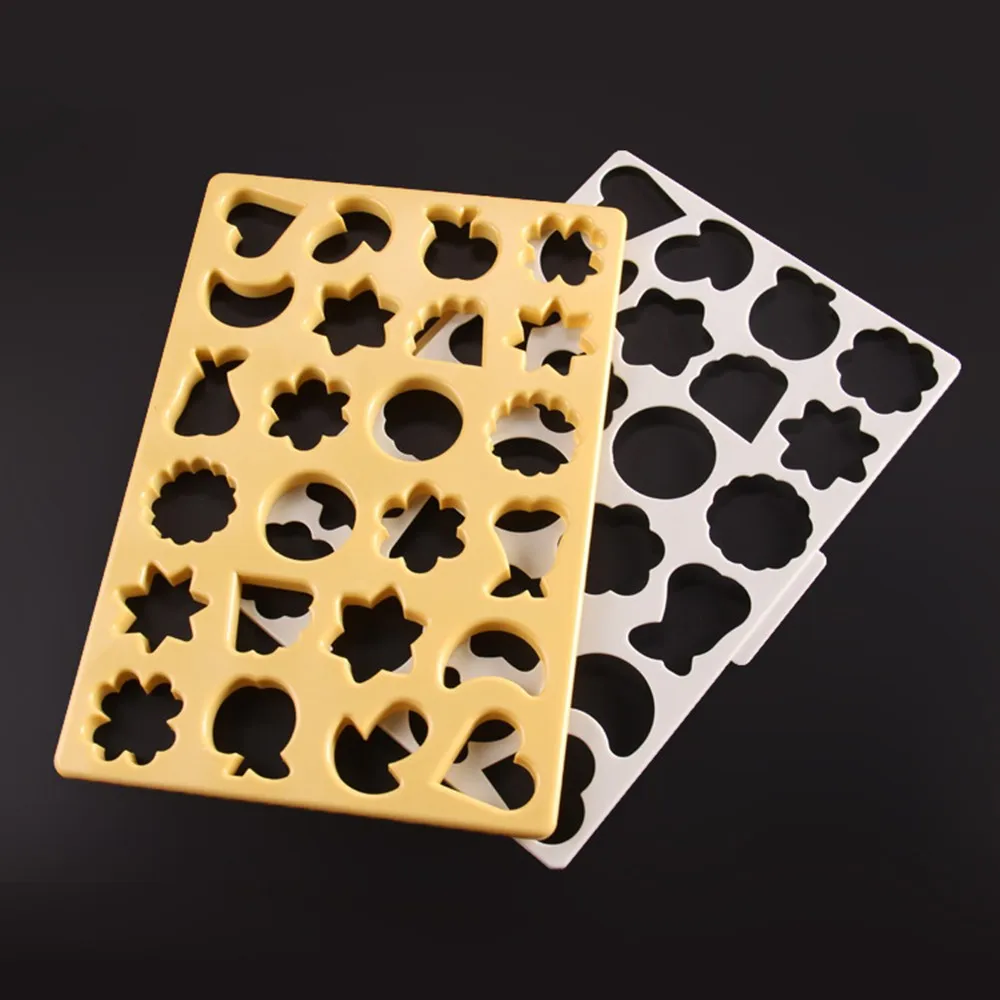 24 Holes Christmas Biscuit Cookie Cutters Plastic Cookie Cutting Sheet Baking Pastry Tools 3D Cookie Stamps Biscuit Molds