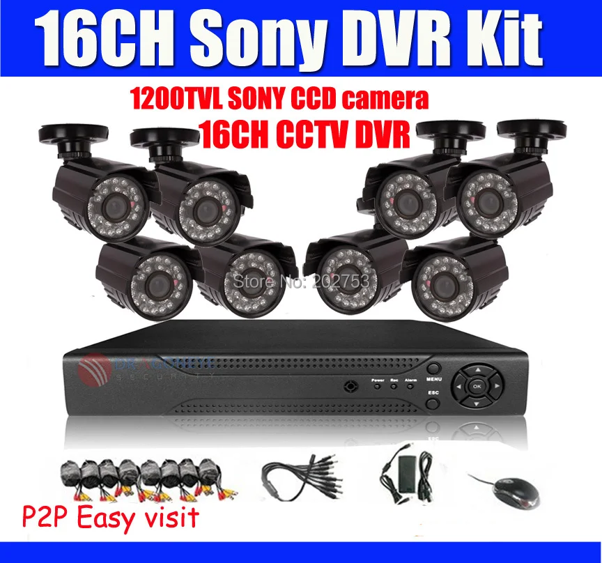 16ch SONY CCTV System 1200TVL Original Sony CCD Cameras 16ch HDMI DVR
