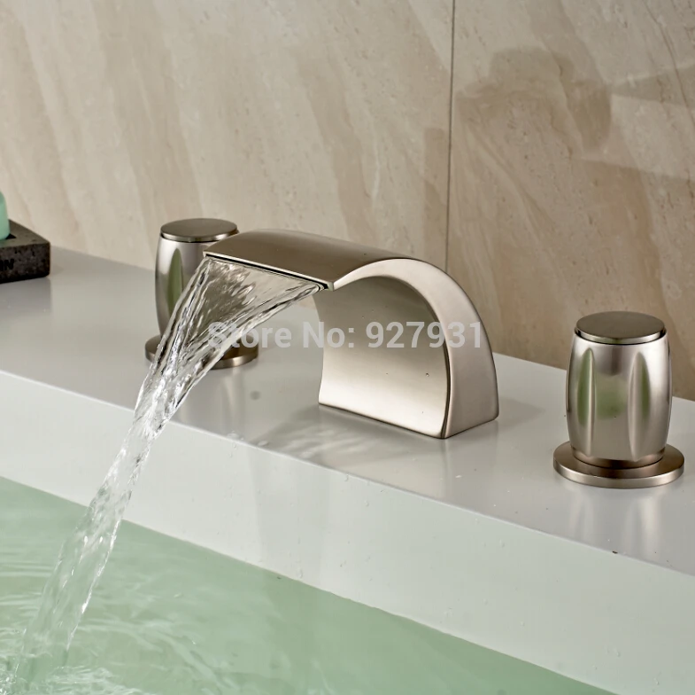 New Brand Brushed Nickel Finished Waterfall Basin ...
