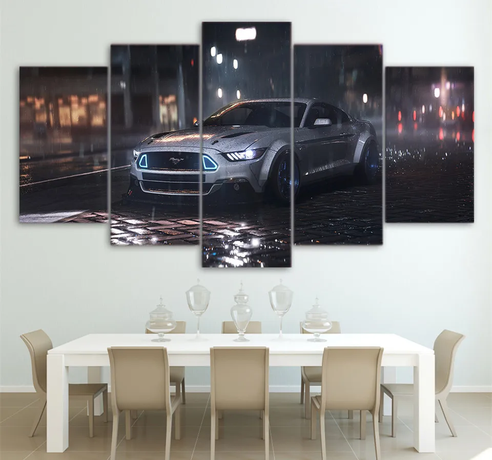 5 шт. HD печатная настенная художественная картина искусство Ford Mustang Автомобильная живопись на холсте художественный плакат печать Настенный декор для гостиной произведение искусства