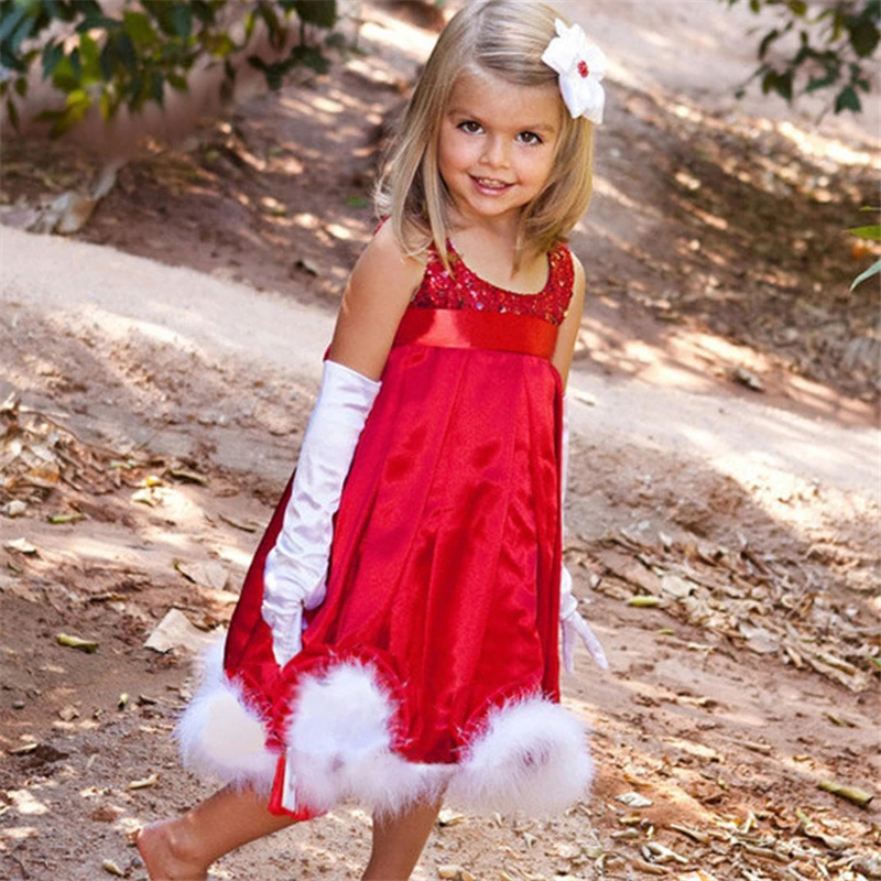 

Sleeveless Sequined Tutu Flower Dress Kids Fancy Cosplay Carnival Costumes Winter Dress New Year Christmas Costume for Girls
