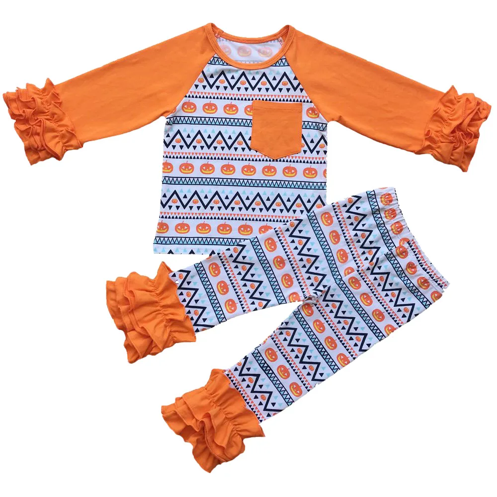 

Halloween outfits for girls Girls Halloween pumpkin raglans toddler girl Leggings christmas baby clothes Girls fall Outfit Set