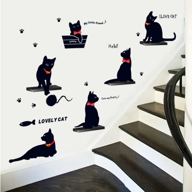 1Pcs-Wall-Stickers-Kids-Room-Cute-Playing-Cats-Home-Decals-Gift-Kitten-Printing-Animals-Mural-Art-Cartoon-DIY-Poster-Black-Cat-Family-Living-Room-Sofa-HG0391 (3)