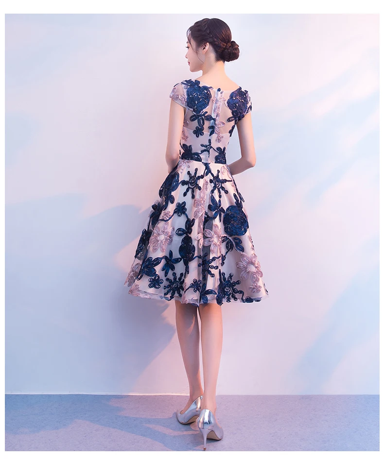 Robe de soiree 2019 New Elegant Formal Embroidery Short Prom Dresses Evening Dresses Vestido De Festa Party Dresses Prom Gown