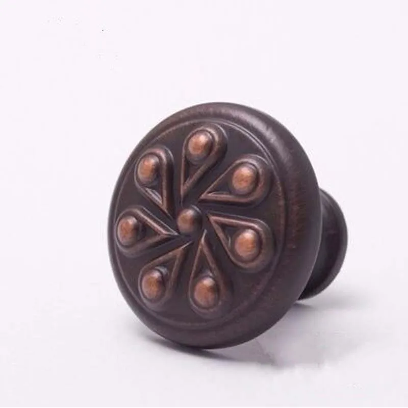 Red Bronze Drawer Kitchen Cabinet Door knob Handle Antique Copper Dresser Cupboard Door pull Vintage Furniture