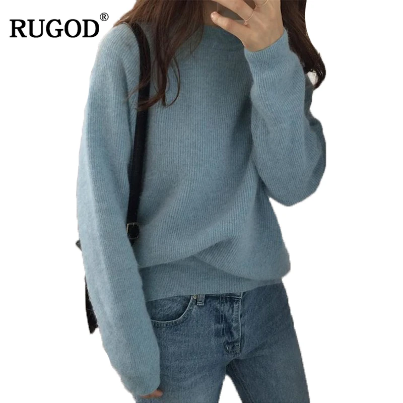 

RUGOD Fashion 2018 New Solid O-neck Loose Women Sweaters And Pullovers Long Sleeve Knitted Sweater Spring Casual Sueter Mujer