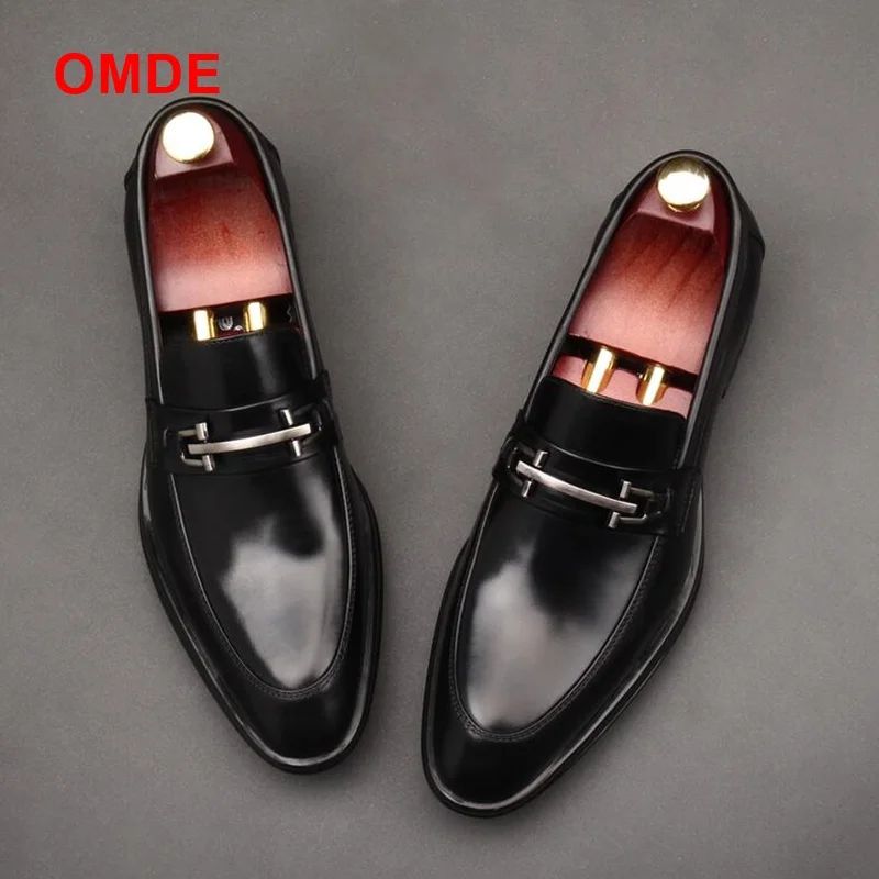 As Mocasines Omde Formales Novedad Vestir De Cuero Genuino Británico Estilo Deslizantes Para Negocios Hombre Negros Zapatos Boda Hombres Picture TwSwA