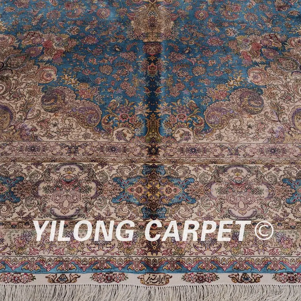 Yilong 9'x12 ручной работы Персидского медальон ковры зеленый традиционных восточных шелковые ковры (YWX004A9x12)