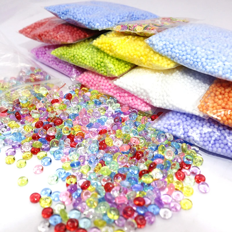17 Pack DIY Snow Mud Particles Accessories Slime Balls Small Tiny Foam Beads For Floam Filler For DIY Supplies 7-9mm