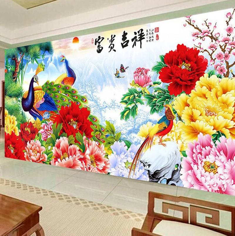 

5D Diamond Painting Wealthy auspicious peony peacock,Animal,Round Diamond Embroidery,Cross Stitch,Rhinestone Diamond Mosaic Sale