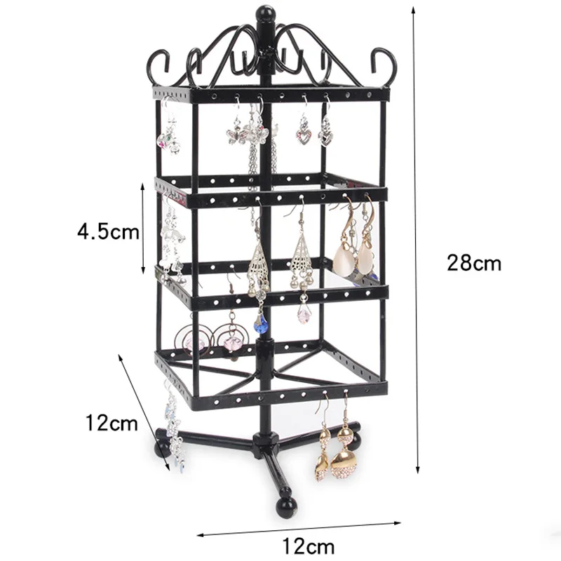 TONVIC белый/черный вращающийся металлический стенд для сережек держатель стойки для 128 отверстий