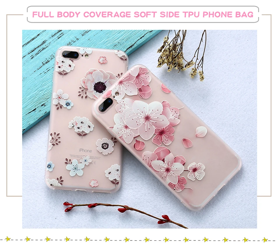 MR.YI 3D Relief Floral Silicone Case For iPhone 7 6 6S Plus Beautiful Flower Soft Clear Transparent Cover For iPhone 6 6S 7 Plus (4)