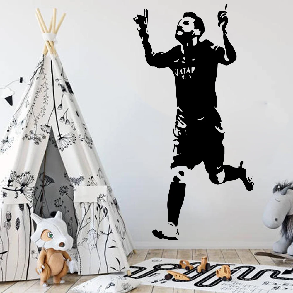 Футбол Месси 10 Спортивная Наклейка на стену для мальчика Детская комната Barcelona Football человек пещера спальня с настенными наклейками виниловая наклейка