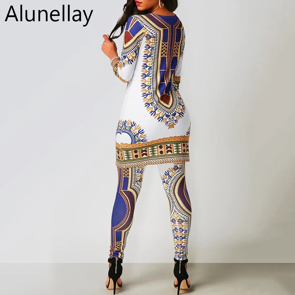 Alunellay Dashiki African Ethnic Sexy Club Rompers Womens Jumpsuits Summer Overalls 2 Pieces Casual Harem Jumpsuit Overalls