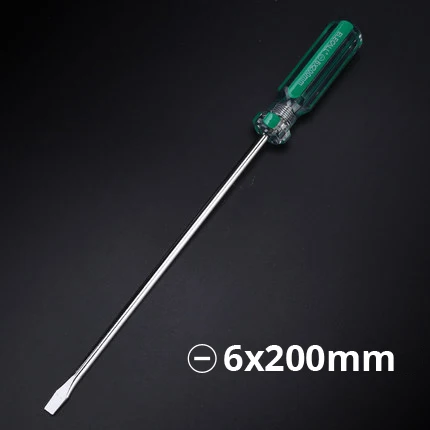 Магнитная головка зеленого цвета CRV шлицевая отвертка - Цвет: -6x200