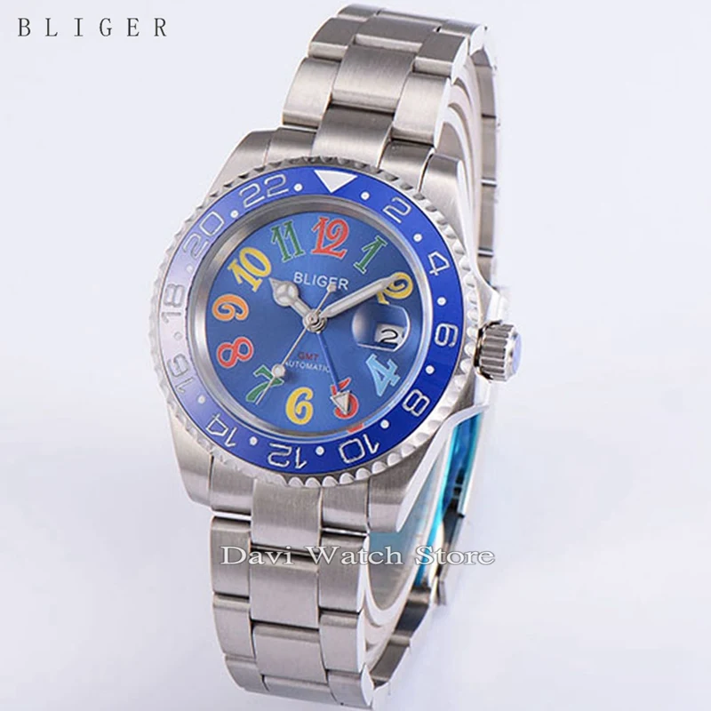 

40mm Bliger Date Day Ceramic Bezel GMT Luminous sapphire Automatic Watch