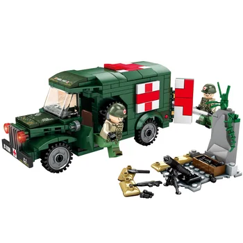

World War II Military series world war U.S. Army T214-Wc54 military ambulance Building Blocks Toys For children Christmas Gifts