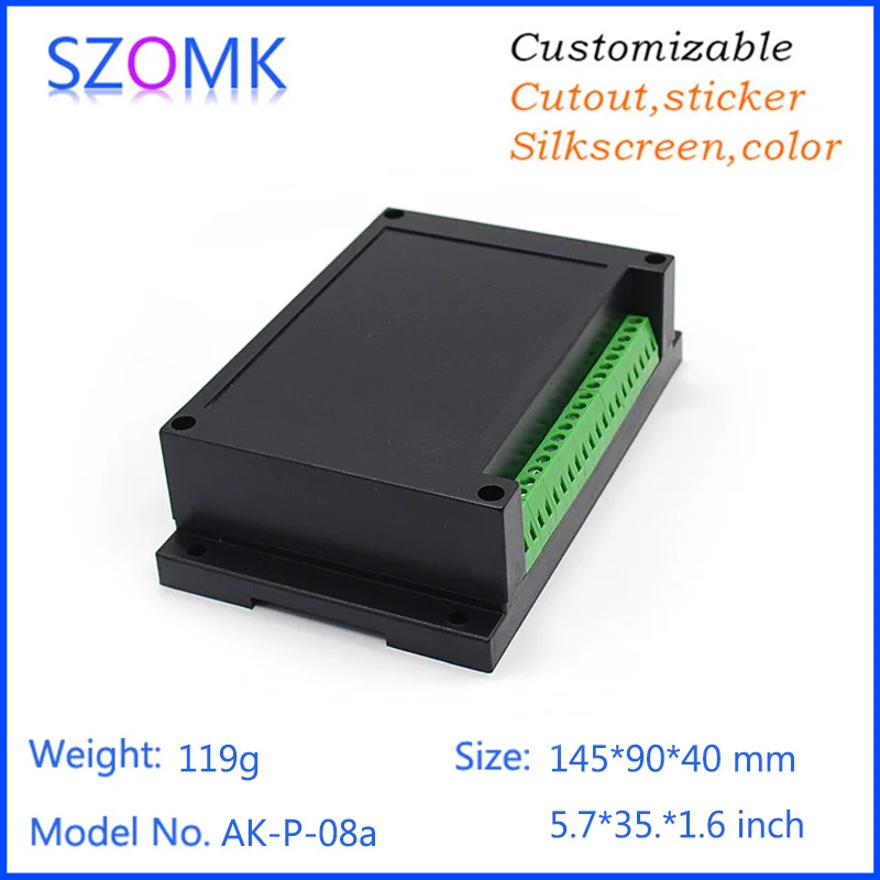 

szomk plastic enclosure junction box din rail project box (10 pcs) 145*90*40mm abs PLC control enclosures plastic housing case